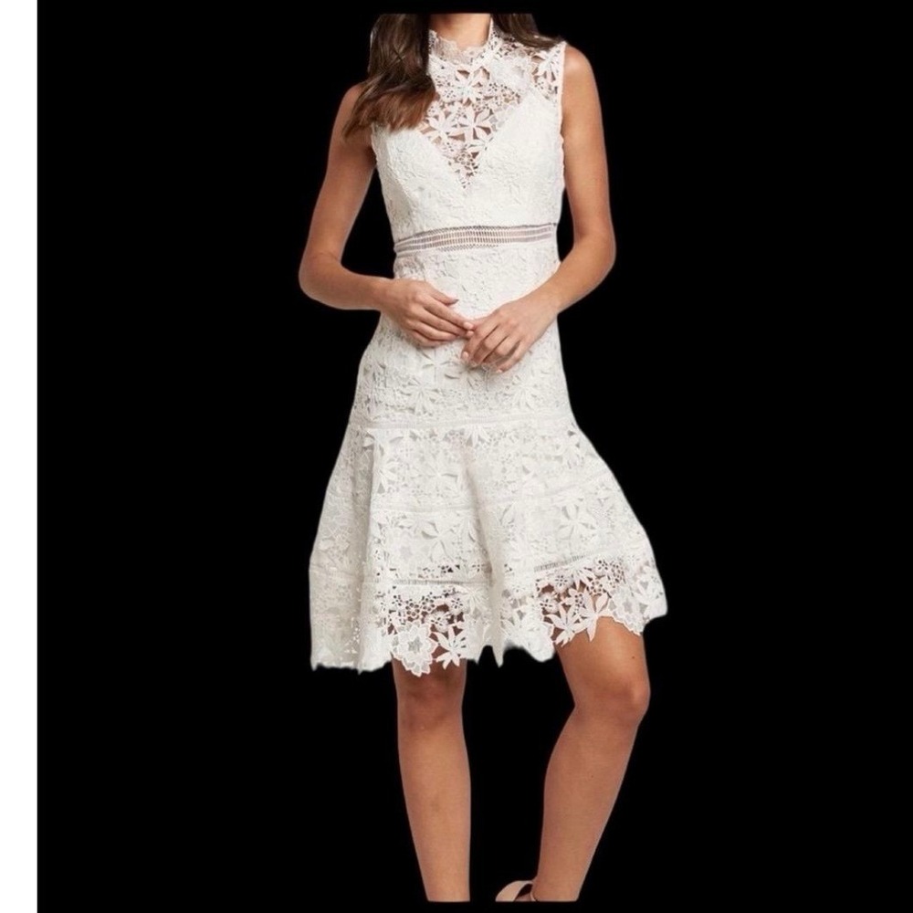 Bardot Ivory Floral Lace Dress US 12 XL Coquette Wedding Rehearsal Bridal Summer